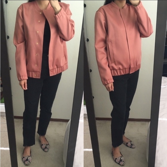 Samsoe & Samsoe Sonya Pink Satin Bomber Jacket NWT Medium - Picture 8 of 8